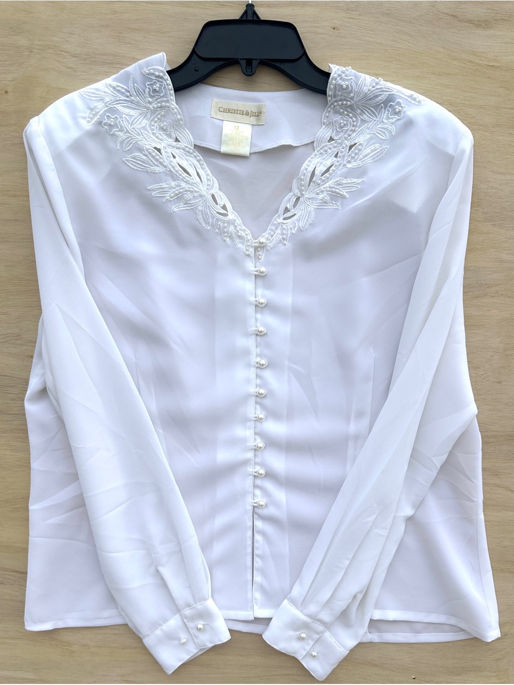 Vintage style Christie & Jill Pearl Buttons Long Sleeve Size 12